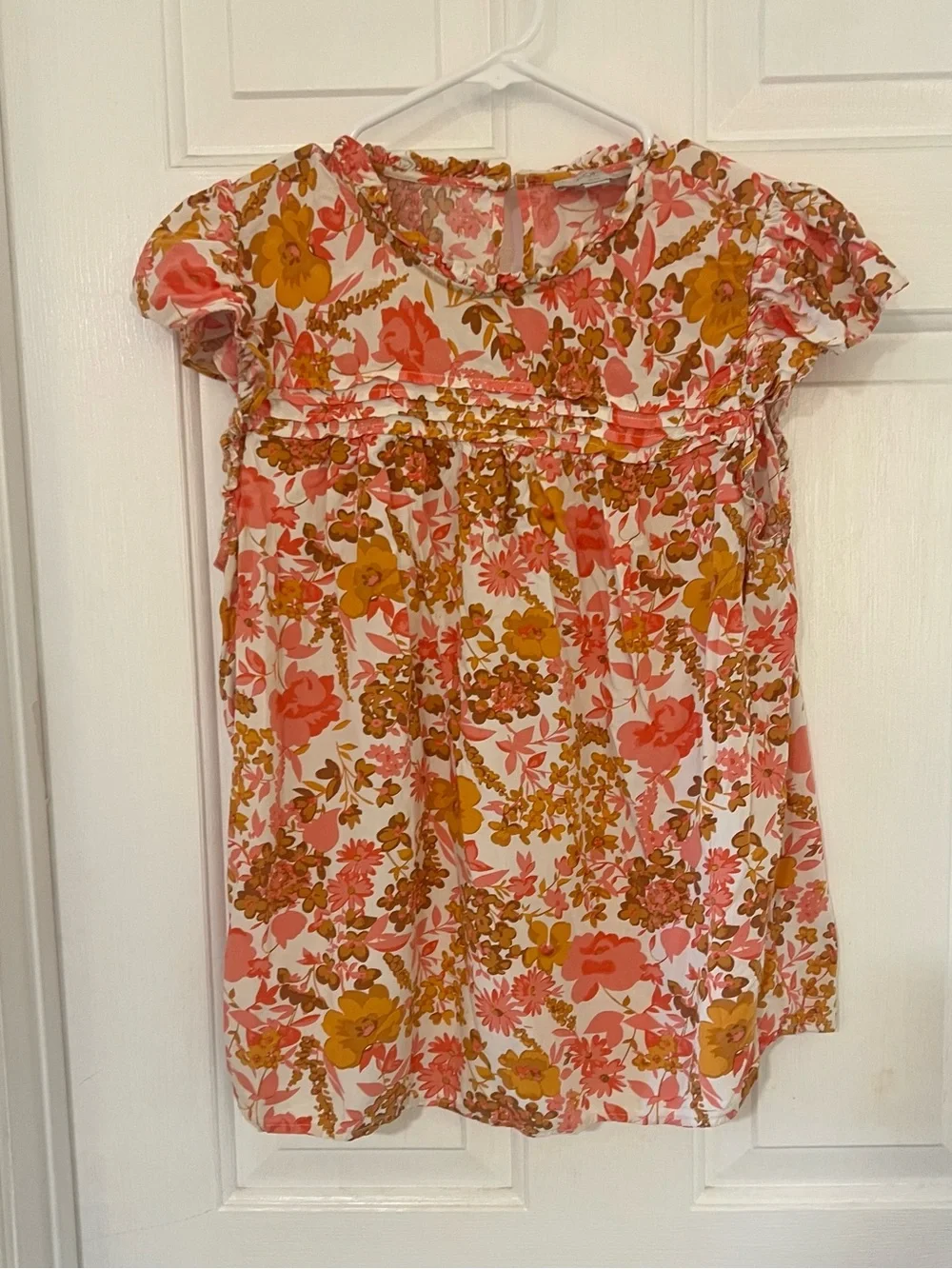LOFT Pink and Mustard Floral Girls Dress